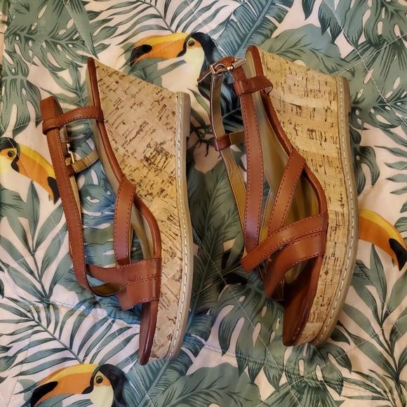 Brown Strappy Wedge - Picture 2 of 5